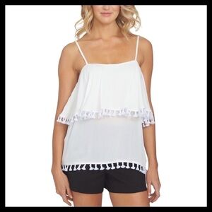 1. State tahiti tassel trim knit blouse